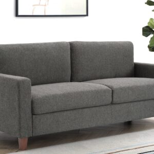 US Pride Furniture Mid Century Modern Couch with Reversible Back Pillows, 3 Seater Sofa for Small Spaces, Living Rooms, Apartments, and Condos, 77" Wide, Grey