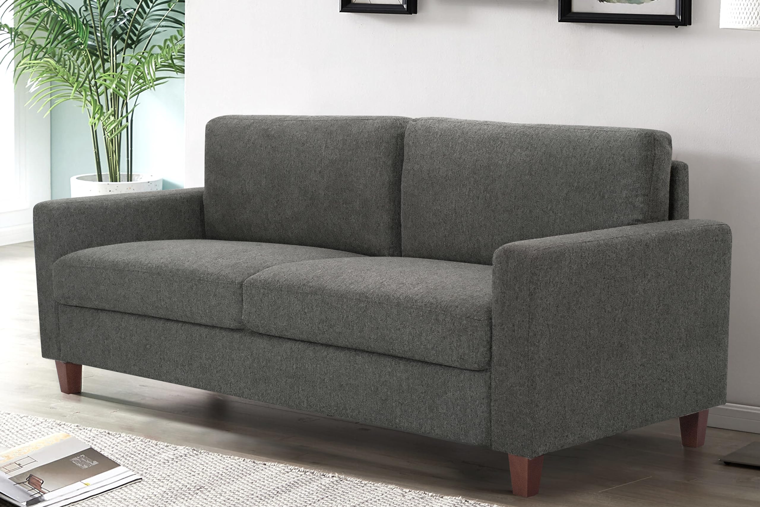 US Pride Furniture Mid Century Modern Couch with Reversible Back Pillows, 3 Seater Sofa for Small Spaces, Living Rooms, Apartments, and Condos, 77" Wide, Grey