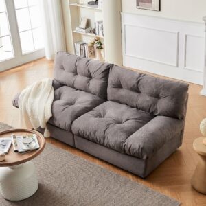 Mangodan 80" Chenille Cloud Deep Seat Sofas for Living Room, Modern Sofa Couch for Small Spaces, Cozy Comfy Loveseat with Solid Wood Frame, Pillow-Designed Armrest Sleeper Loveseat, Grey