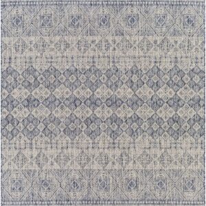 BoutiqueRugs Tominhao Bohemian, Transitional Area Rug - Outdoor Safe - Pale Blue, Tan, Navy - 7'10" x 10'