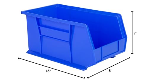 Hudson Exchange 15" x 8" x 7" Plastic Stackable Storage Bin and Hanging Container (Blue, 1 Pack)