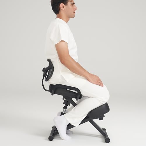 Master Massage Ergonomic Kneeling Chair with Back Support for Office -Posture Chair with Angled Seat and Backrest for Home and Office-Posture Correction Stool-Improve Your Posture