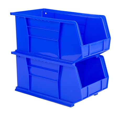 Hudson Exchange 15" x 8" x 7" Plastic Stackable Storage Bin and Hanging Container (Blue, 1 Pack)