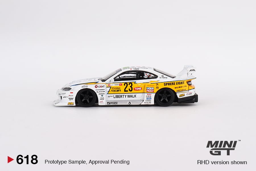 True Scale Miniatures Model Car Compatible with Nissan S15 Silvia LB-Super Silhouette #23 2022 Goodwood Festival of Speed Limited Edition 1/64 Diecast Model Car MGT00618, Purple