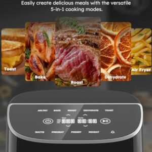 Nuwave Brio Plus 8 Qt Air Fryer, PFAS Free, New & Improved, Digital Touch Screen, Cool White Display, 50°F~400°F in Precise 5°, 5 Cook Functions, 100 Presets & 50 Memory, 3 Wattages 700, 1500, 1800