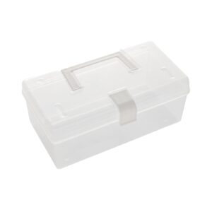 haofy clear storage box, portable plastic container for stationery sewing art craft jewelry with lid (m)