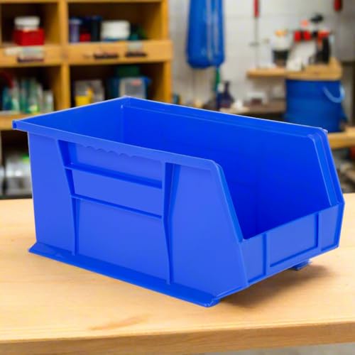 Hudson Exchange 15" x 8" x 7" Plastic Stackable Storage Bin and Hanging Container (Blue, 1 Pack)