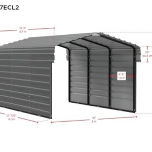 Arrow Carports Galvanized Steel Carport, with 2-Sided Enclosure, Compact Car Metal Carport Kit, 10' x 15' x 7', Eggshell