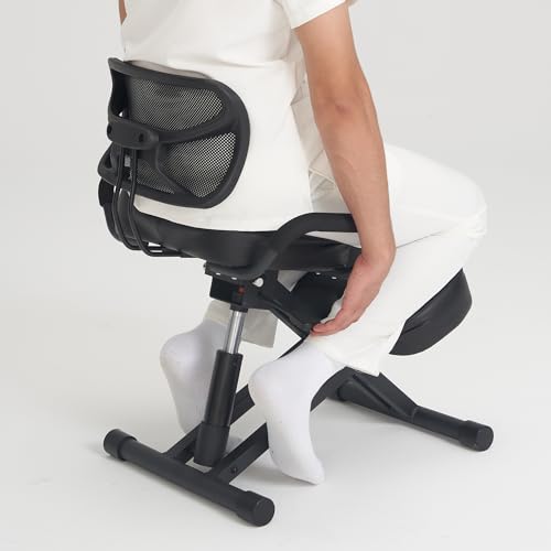 Master Massage Ergonomic Kneeling Chair with Back Support for Office -Posture Chair with Angled Seat and Backrest for Home and Office-Posture Correction Stool-Improve Your Posture