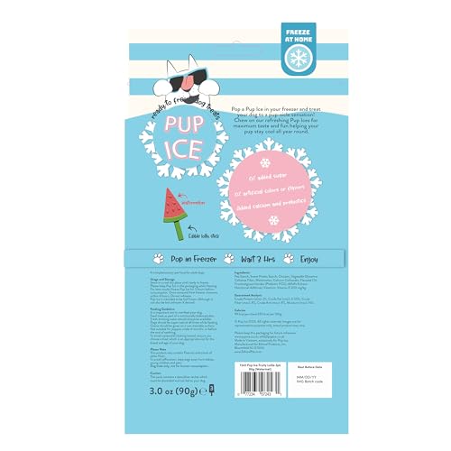 Pup Ice- Ready to Freeze at Home Dog Treats-Edible Chews for Small Breed Dogs & Puppies with Real Chicken to Keep Your Pup Cool Year Round, Fruity Lollies Watermelon Flavor, 3pcs