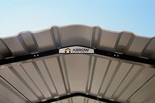 Arrow Carports Galvanized Steel Carport, with 2-Sided Enclosure, Compact Car Metal Carport Kit, 10' x 15' x 7', Eggshell