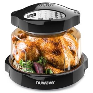 nuwave pro plus 2 infra-red oven, countertop, convection, cook fresh or frozen, no defrosting or preheating, cook healthy, 360 surround heat, adjustable temps, 100 presets, 50 memory, tough power dome