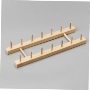 STOBOK Sewing Storage Rack Wood Thread Racks Wooden Thread Holder Sewing Thread Rack Holder Embroidery Thread Rack Yarn Holder Dispenser Crochet Yarn Ball Holder Solid Wood Tool, 29.50X9.80X4.70CM