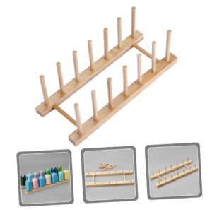 STOBOK Sewing Storage Rack Wood Thread Racks Wooden Thread Holder Sewing Thread Rack Holder Embroidery Thread Rack Yarn Holder Dispenser Crochet Yarn Ball Holder Solid Wood Tool, 29.50X9.80X4.70CM