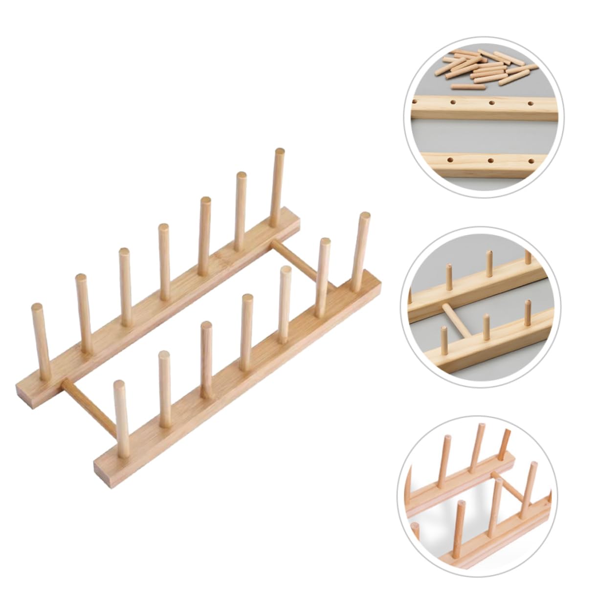 STOBOK Sewing Storage Rack Wood Thread Racks Wooden Thread Holder Sewing Thread Rack Holder Embroidery Thread Rack Yarn Holder Dispenser Crochet Yarn Ball Holder Solid Wood Tool, 29.50X9.80X4.70CM