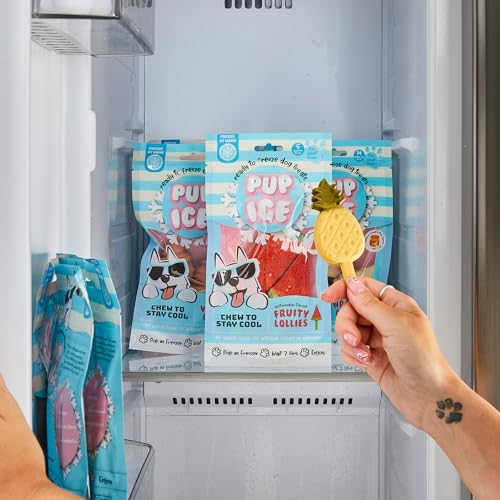 Pup Ice- Ready to Freeze at Home Dog Treats-Edible Chews for Small Breed Dogs & Puppies with Real Chicken to Keep Your Pup Cool Year Round, Fruity Lollies Pineapple Flavor, 3pcs