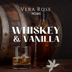 VeraRose Whiskey & Vanilla Scented Candle - Soy Wax, 60+ Hours, Masculine Home Fragrance, Black Jar, Non-Toxic, 12oz, Ideal for Relaxation & Aromatherapy