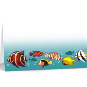 Stonehouse Collection | Tropical Fish Party Name Cards | Oceanside Table Tent Cards | Beach Name Cards | 25 Count (Tropical Fish)