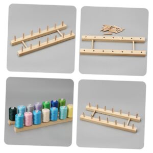 STOBOK Sewing Storage Rack Wood Thread Racks Wooden Thread Holder Sewing Thread Rack Holder Embroidery Thread Rack Yarn Holder Dispenser Crochet Yarn Ball Holder Solid Wood Tool, 29.50X9.80X4.70CM