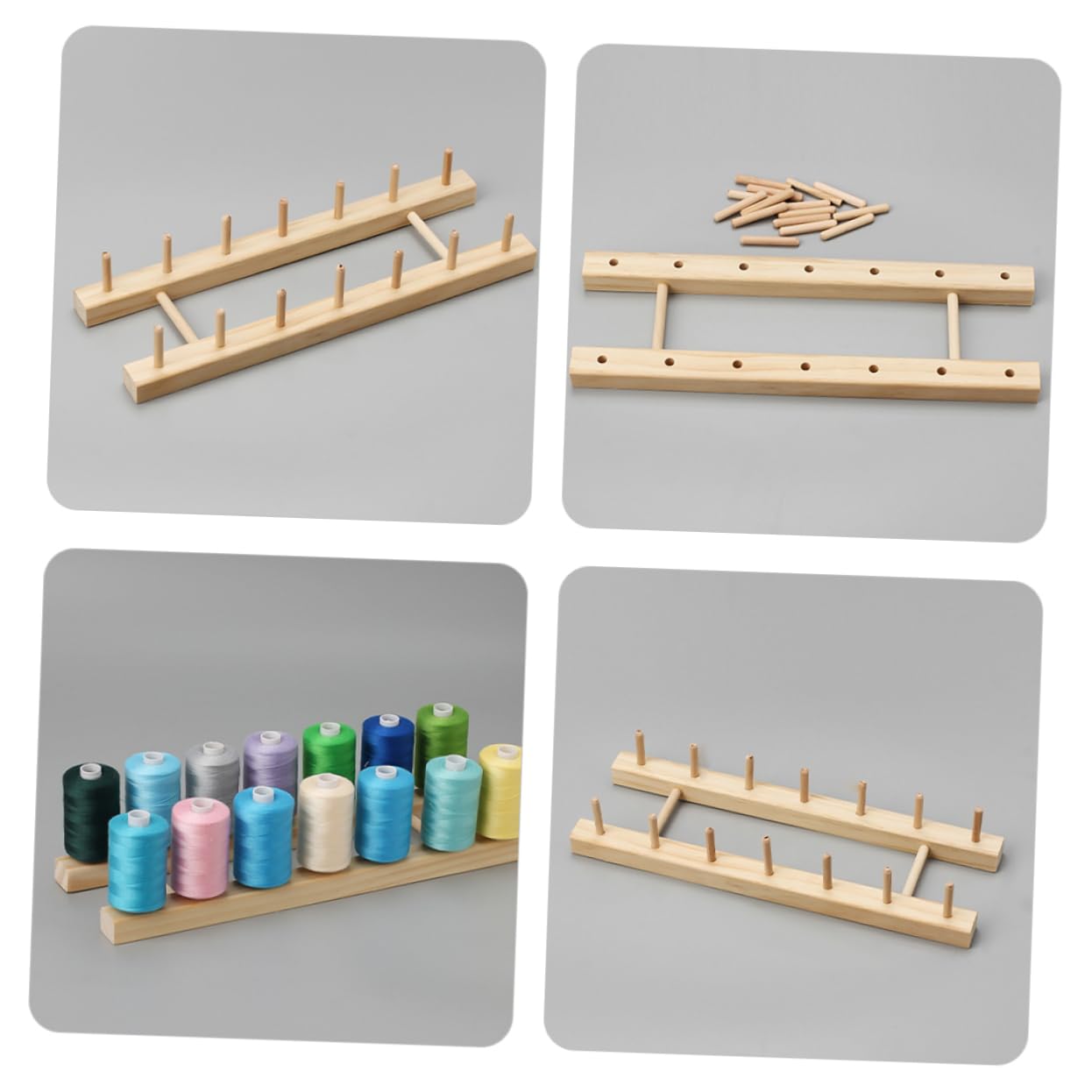 STOBOK Sewing Storage Rack Wood Thread Racks Wooden Thread Holder Sewing Thread Rack Holder Embroidery Thread Rack Yarn Holder Dispenser Crochet Yarn Ball Holder Solid Wood Tool, 29.50X9.80X4.70CM