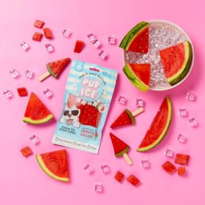 Pup Ice- Ready to Freeze at Home Dog Treats-Edible Chews for Small Breed Dogs & Puppies with Real Chicken to Keep Your Pup Cool Year Round, Fruity Lollies Watermelon Flavor, 3pcs