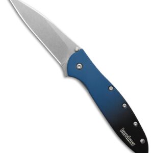 Kershaw Leek Pocket Knife, Limited Release Gradient Blue/Black Aluminum Handle, Stonewash 3" MagnaCut Wharncliffe Blade, Spring Assisted Knife, EDC Folding Knife