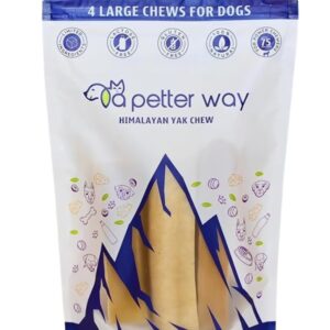 a petter way Himalayan Yak Chews, Natural Dog Treats, Limited Ingredients, 68 Grams of Protein, raw-Hide Alternative, Large Dog Chews for Aggressive chewers (Cheese)