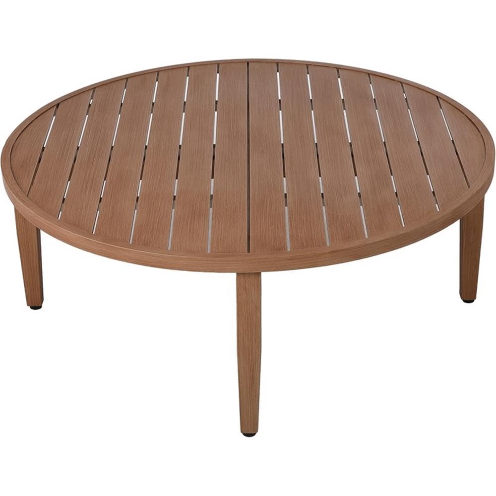 Meridian Furniture 363-C Maui Collection Modern | Contemporary Outdoor Patio Coffee Table with Aluminum Frame in a Teak Wood Look, 36" W x 36" D x 14" H, Natural