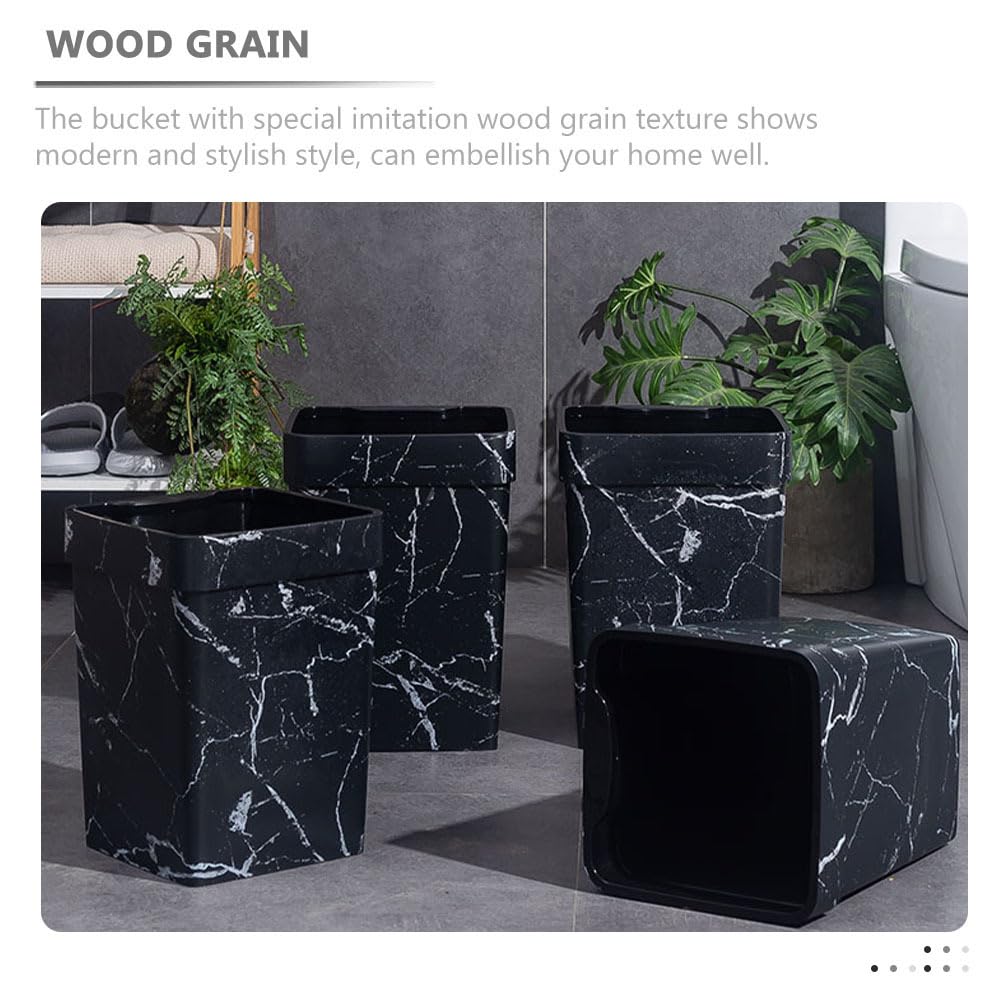 BESTOYARD Marble Trash Can Trash Basket Large Trash Cans Bathroom Trashcan Trash Can Bedroom Marble Bathroom Trash Black Bins Garbage Can Waste Bin Container Outdoor Plastic Office