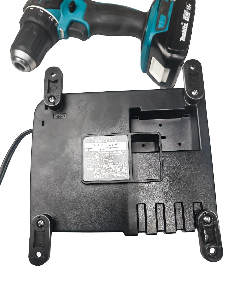 Commander Tool & Garage Organization, Makita Charger Wall Mount for DC18RC, DC18RD, DC18RA, DC18RF, DC18SC, DCB18SD, DC18SF Chargers, Wall Mount Battery Charger Holder (Single, Double, 4-Port Charger)