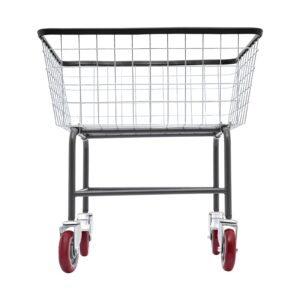 Laundry Cart,Steel Wire Laundry Cart,Laundry Basket With Wheels,Commercial Wire Laundry Basket Cart,Heavy Duty Laundry Cart for Laundry 20x15.7x26in (B)