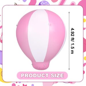 Syhood Half Hot Air Balloon with Air Pump Inflatable Baby Shower Party Hanging Balloon for Girls Boys Baby Indoor Outdoor Decoration for Kids Birthday Nursery Wedding Exhibitions (Pink,5 ft)