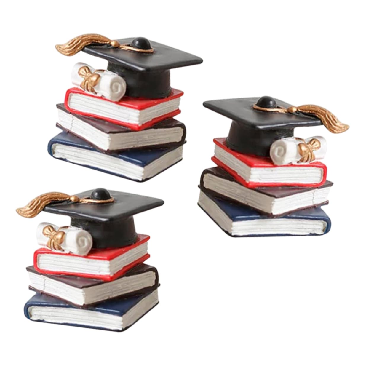 FELTECHELECTR 3 Pcs Graduation Cake Toppers Stacked Books Doctoral Cap Cake Decors Graduates Props Graduation Congrats Cake Decoration