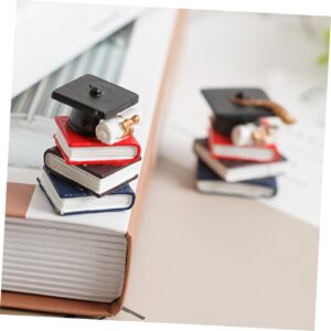 FELTECHELECTR 3 Pcs Graduation Cake Toppers Stacked Books Doctoral Cap Cake Decors Graduates Props Graduation Congrats Cake Decoration