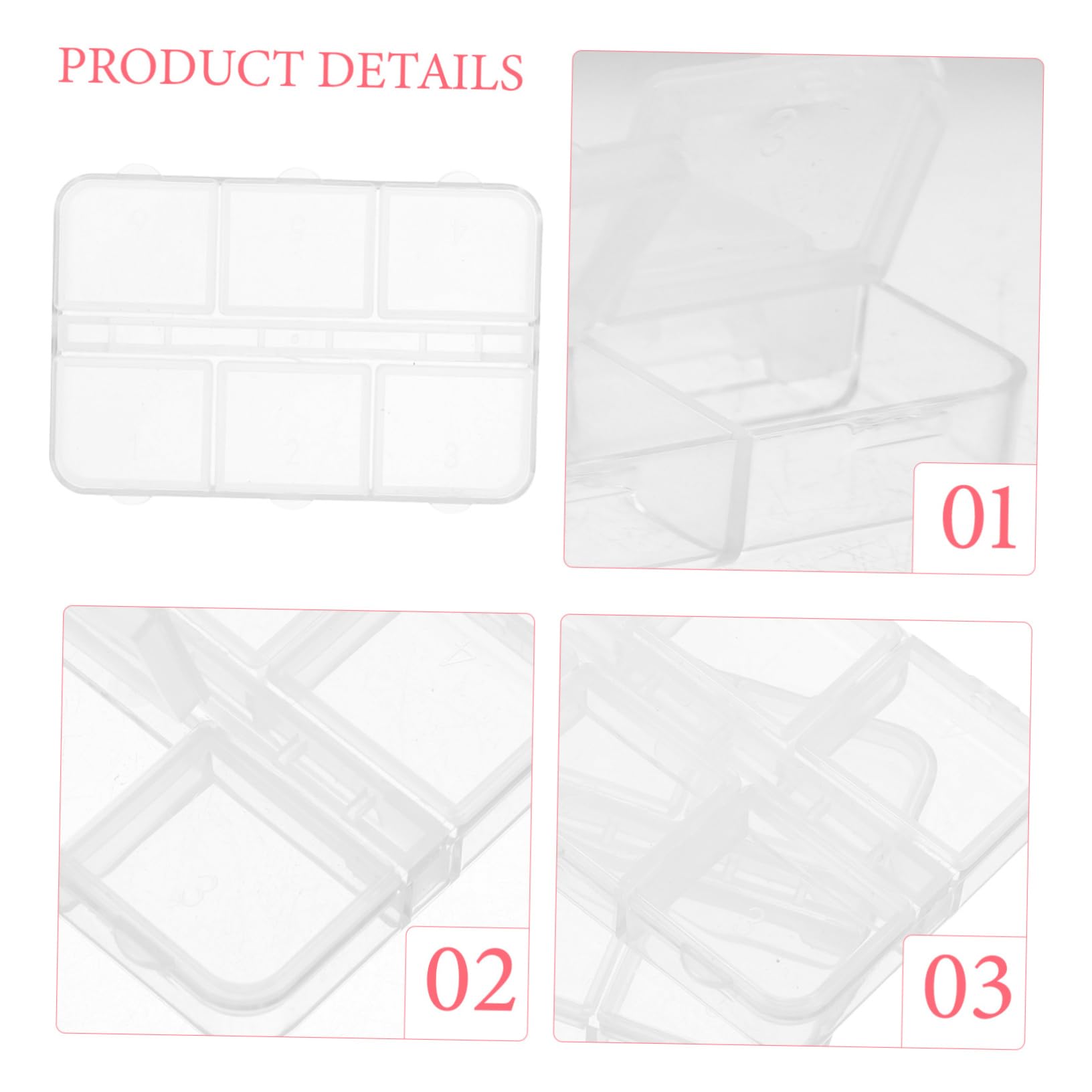 EXCEART 10pcs Nail Art Storage Box Nail Charm Storage Boxes Art Supply Organizer Manicure Case Small Craft Organizers Jewelry Container Rhinestones Holder Plastic Bead Box Strip