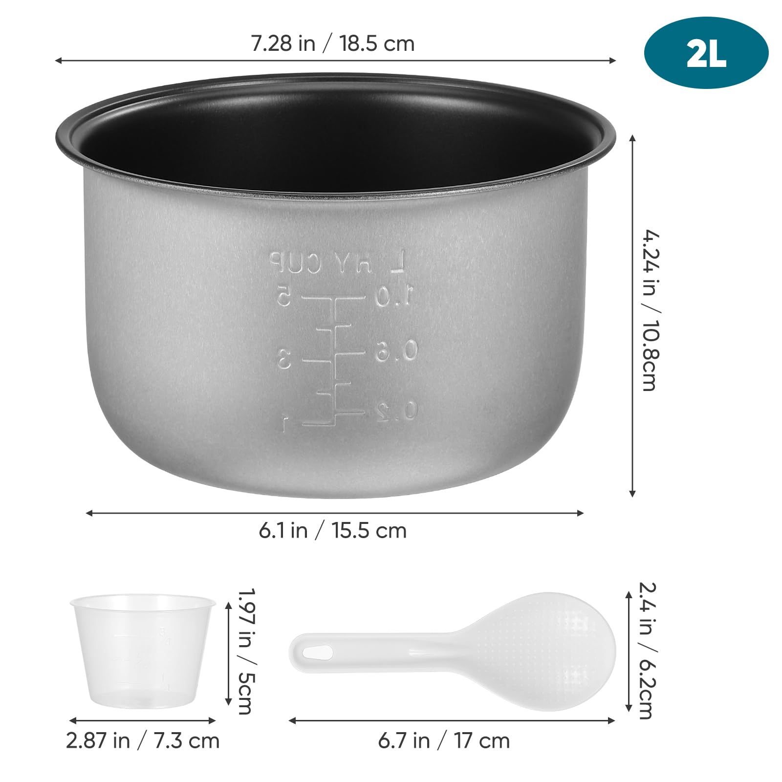 FUNOMOCYA Rice Cooker Liner Cooking Inner Pot Replace Aroma Rice Cooker Inner Pot Stainless Steel Pressure Cooker Nonstick Electric Supplies Tiger Insert Baby Metal Aluminum Alloy