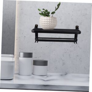 PRETYZOOM 1 Set Storage Rack Bath Towel Rack Towel Racks Bar Black Towel Hook Hanger Organizer Black Stand Vintage Bathroom Towel -Mounted Aviation Aluminum Space Aluminum