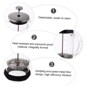 PRETYZOOM 1pc Coffee Pot Coffeepot with Scale Espresso Maker Pot Coffee Press Coffee Maker Coffee Teapot Glass Teapot Tea Kettle Teapot with Scale Household Coffeepot