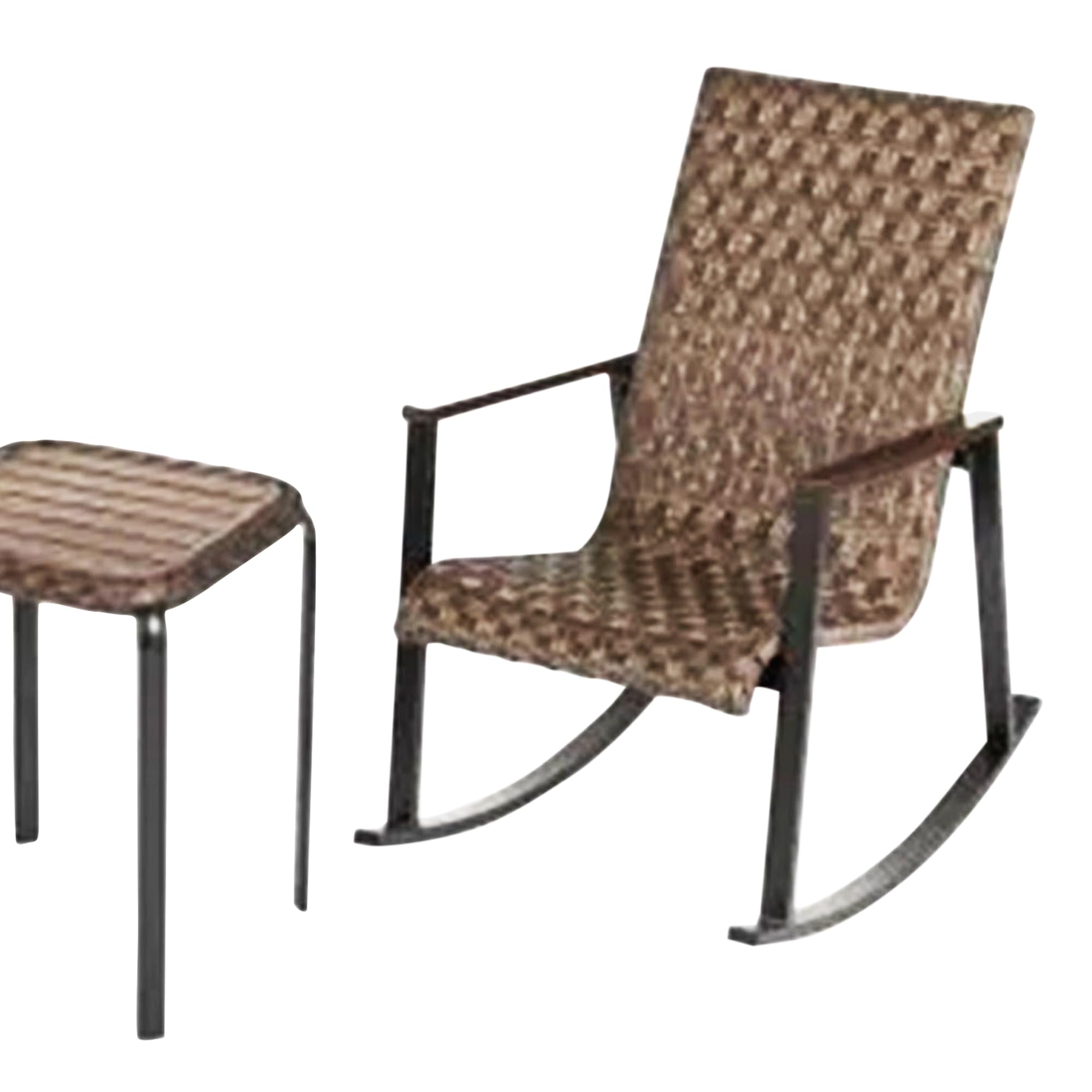 Four Seasons Courtyard Bayside 3 Piece Woven Wicker Patio Furniture Outdoor Seating Conversation Set with 2 Patio Chairs and Table, Brown