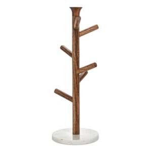 Bloomingville, Natural Tall Mango Wood and Marble Mug Rack, White, Medium