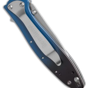 Kershaw Leek Pocket Knife, Limited Release Gradient Blue/Black Aluminum Handle, Stonewash 3" MagnaCut Wharncliffe Blade, Spring Assisted Knife, EDC Folding Knife