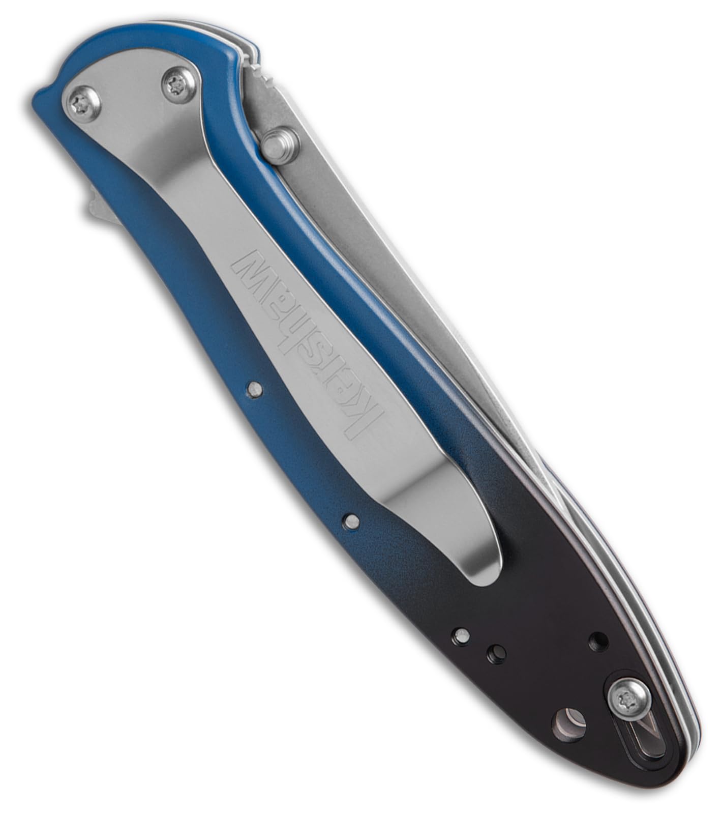 Kershaw Leek Pocket Knife, Limited Release Gradient Blue/Black Aluminum Handle, Stonewash 3" MagnaCut Wharncliffe Blade, Spring Assisted Knife, EDC Folding Knife