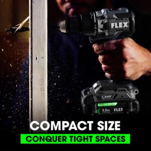 FLEX 24V Brushless Cordless 1/2-Inch 750 In-Lbs Torque 2-Speed Drill Driver Kit with (2) 2.5Ah Lithium Battery and 160W Fast Charger - FX1151-2A