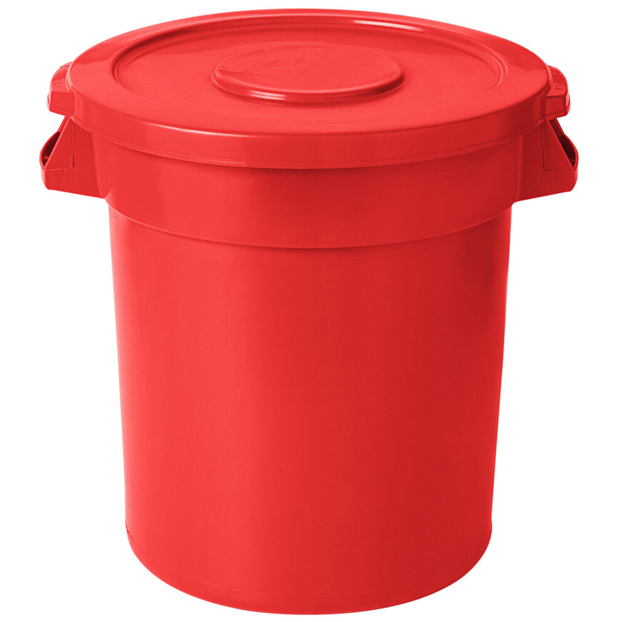 Round Trash bin with Lid Garbage can outdoor Heavy duty trash can Industrial trash can Yard trash can Shop trash can Large garbage cans Trash barrels Garbage drum Kitchen trash bin (Red, 10 Gallon)