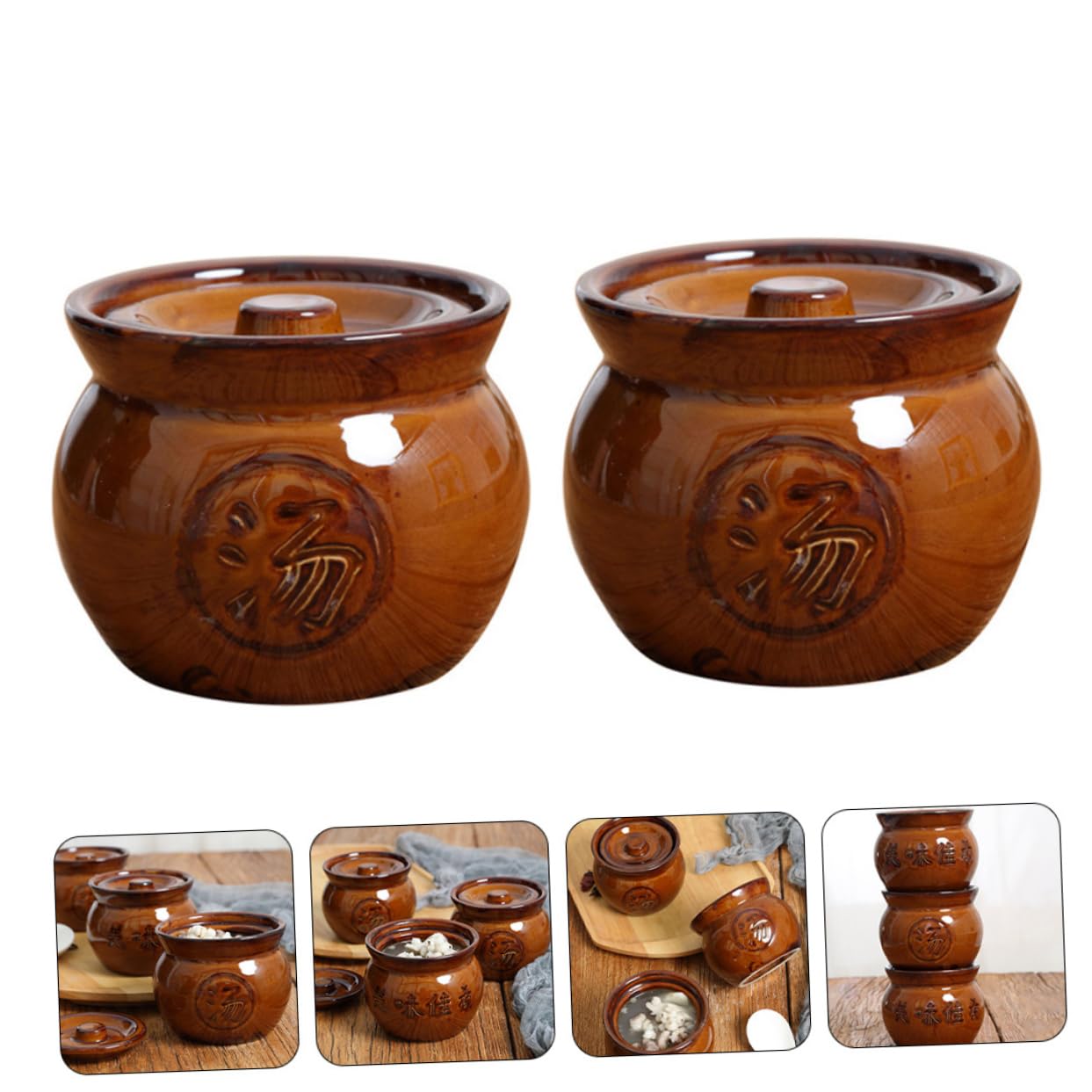 2pcs Soup Cup Household Soup Pot Ceramic Soup Pot Home Soup Pot Soup Pot with Lid Stewing Crock Soup Stew Pot Ceramic Stockpot Cooking Pot Soup Ceramic Pot Soup Maker Stock Pot