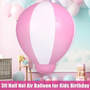 Syhood Half Hot Air Balloon with Air Pump Inflatable Baby Shower Party Hanging Balloon for Girls Boys Baby Indoor Outdoor Decoration for Kids Birthday Nursery Wedding Exhibitions (Pink,5 ft)