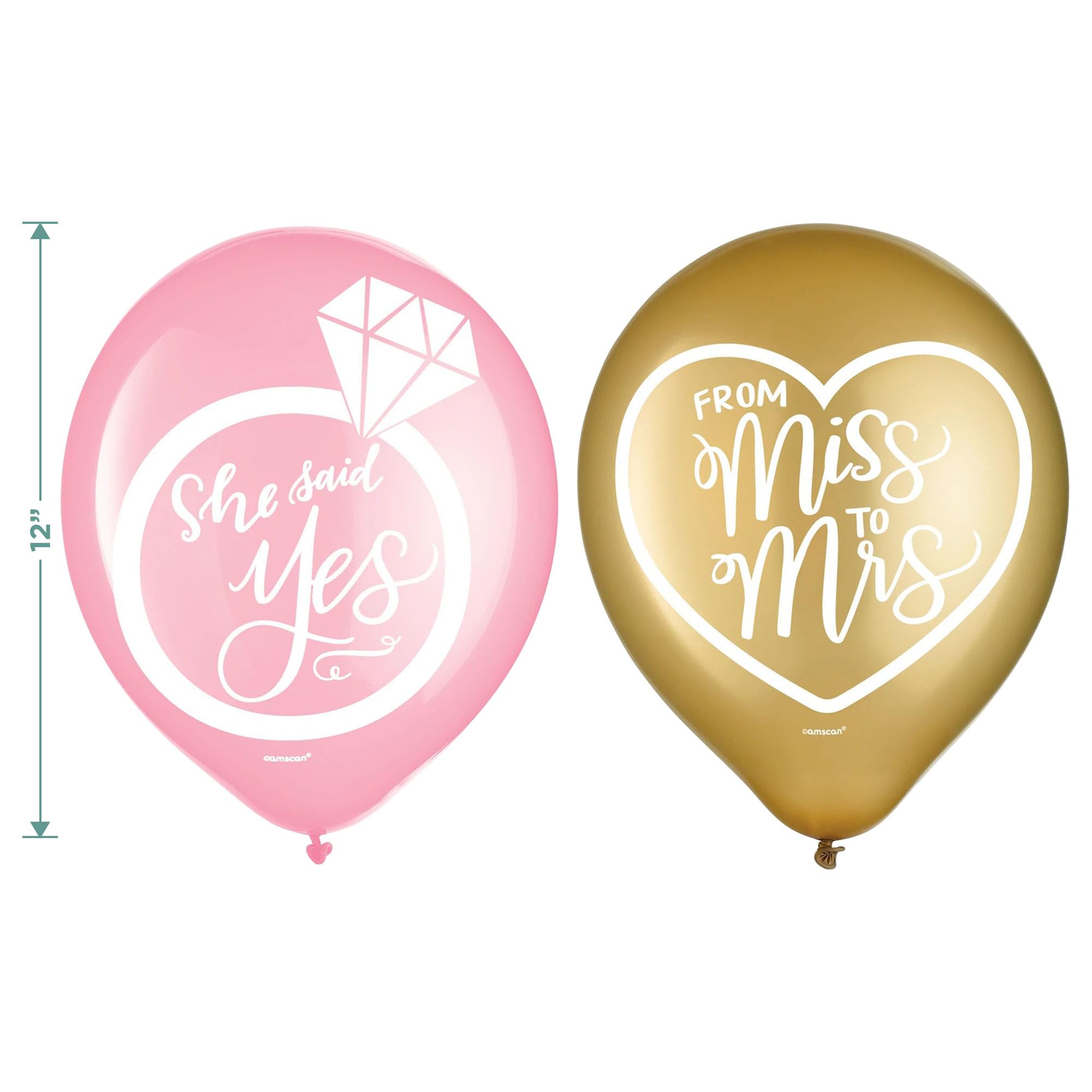 Bridal Party Supplies - Miss To Mrs. Latex Balloon Wedding and Bridal Shower Decorations in Pink and Gold, 30 Count