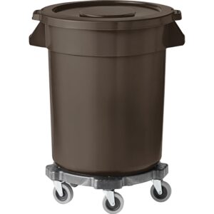 mix.home round trash bin lid and dolly garbage can outdoor heavy duty trash can industrial trash can yard trash can large garbage cans trash barrels garbage drum kitchen trash bin (brown, 20 gallon)