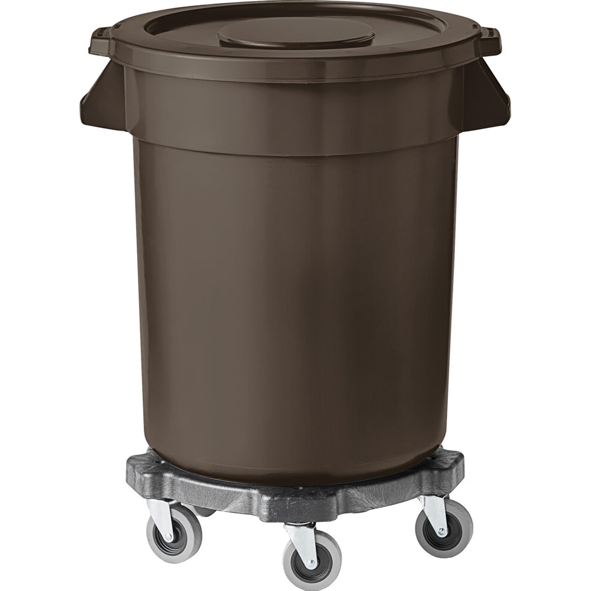 Mix.Home Round Trash bin Lid and Dolly Garbage can Outdoor Heavy Duty Trash can Industrial Trash can Yard Trash can Large Garbage cans Trash Barrels Garbage Drum Kitchen Trash bin (Brown, 20 Gallon)