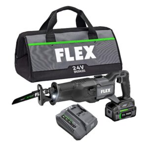 flex 24v brushless cordless reciprocating saw kit with 5.0ah lithium battery and 160w fast charger - fx2271-1c